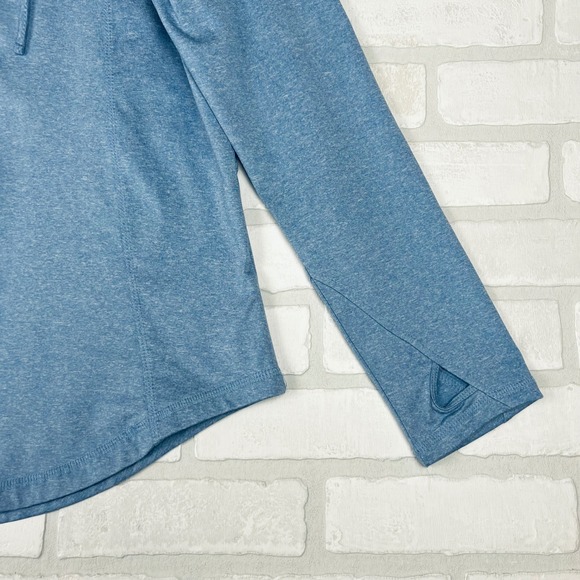 Storm Creek Womens Blue Heathered Quarter Zip Hoodie Thumbhole Active Top Large - Picture 3 of 15